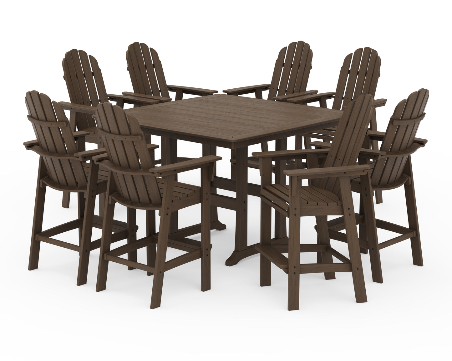 Vineyard Curveback Adirondack 9-Piece Trestle Bar Set