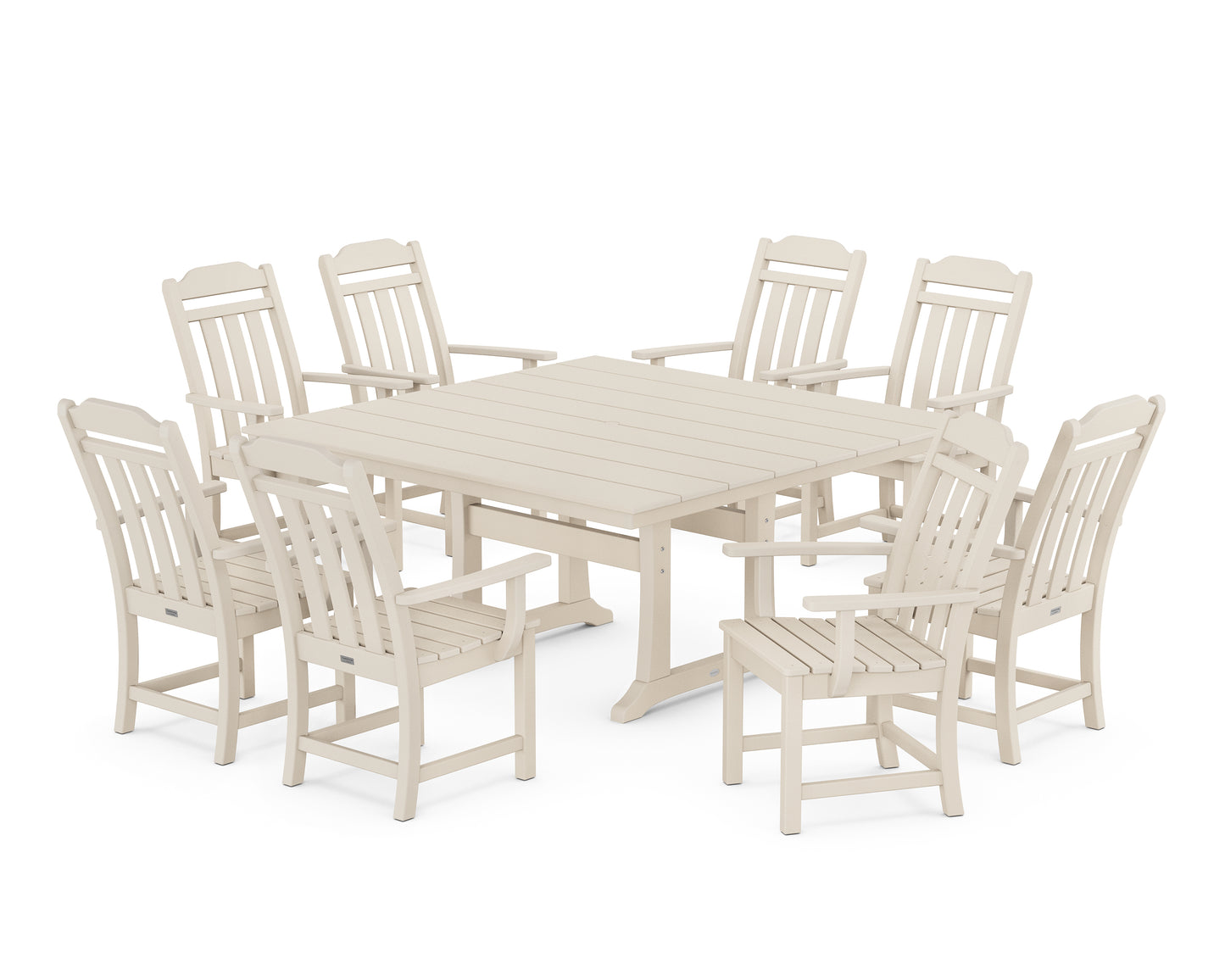 Country Living 9-Piece Square Farmhouse Dining Set with Trestle Legs