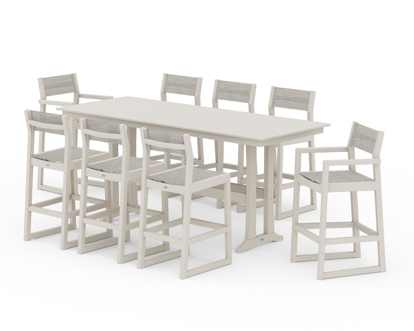 EDGE Sling 9-Piece Farmhouse Bar Set with Trestle Legs