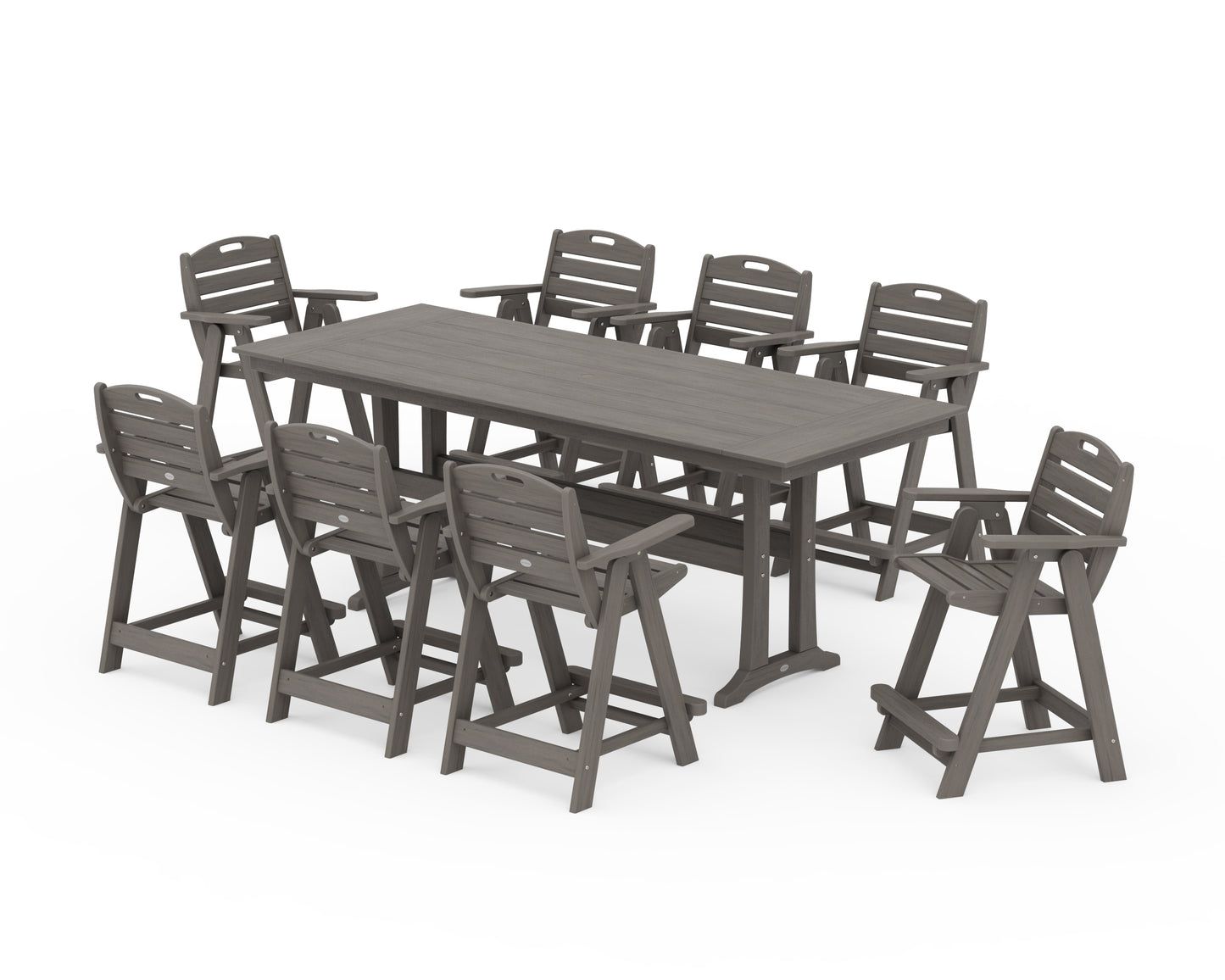 Nautical 9-Piece Farmhouse Counter Set with Trestle Legs