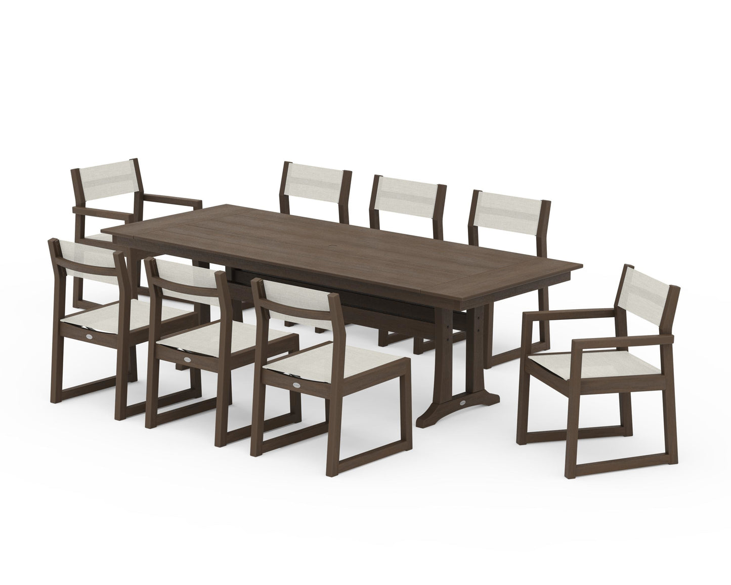 EDGE Sling 9-Piece Farmhouse Trestle Dining Set