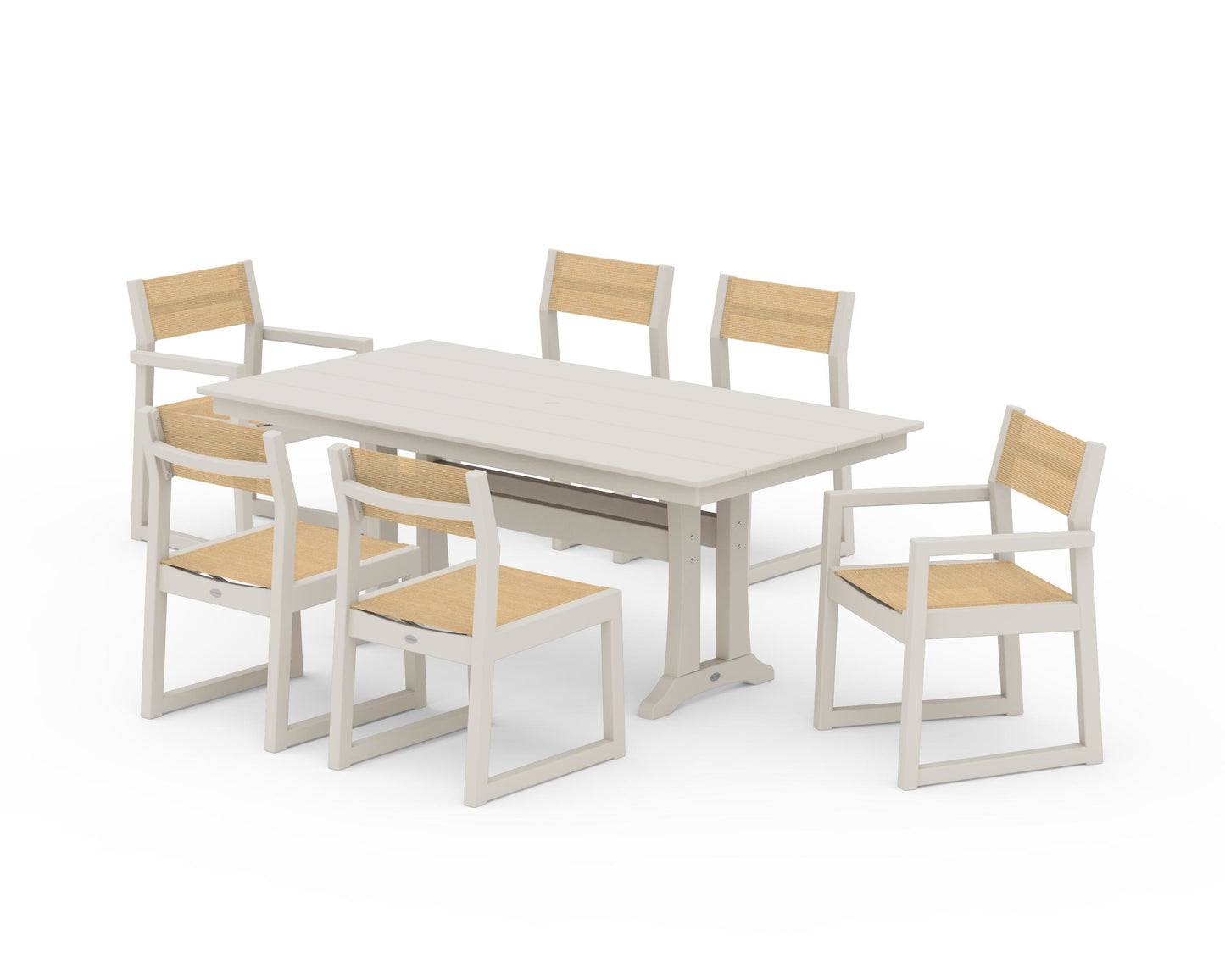EDGE Sling 7-Piece Farmhouse Trestle Dining Set