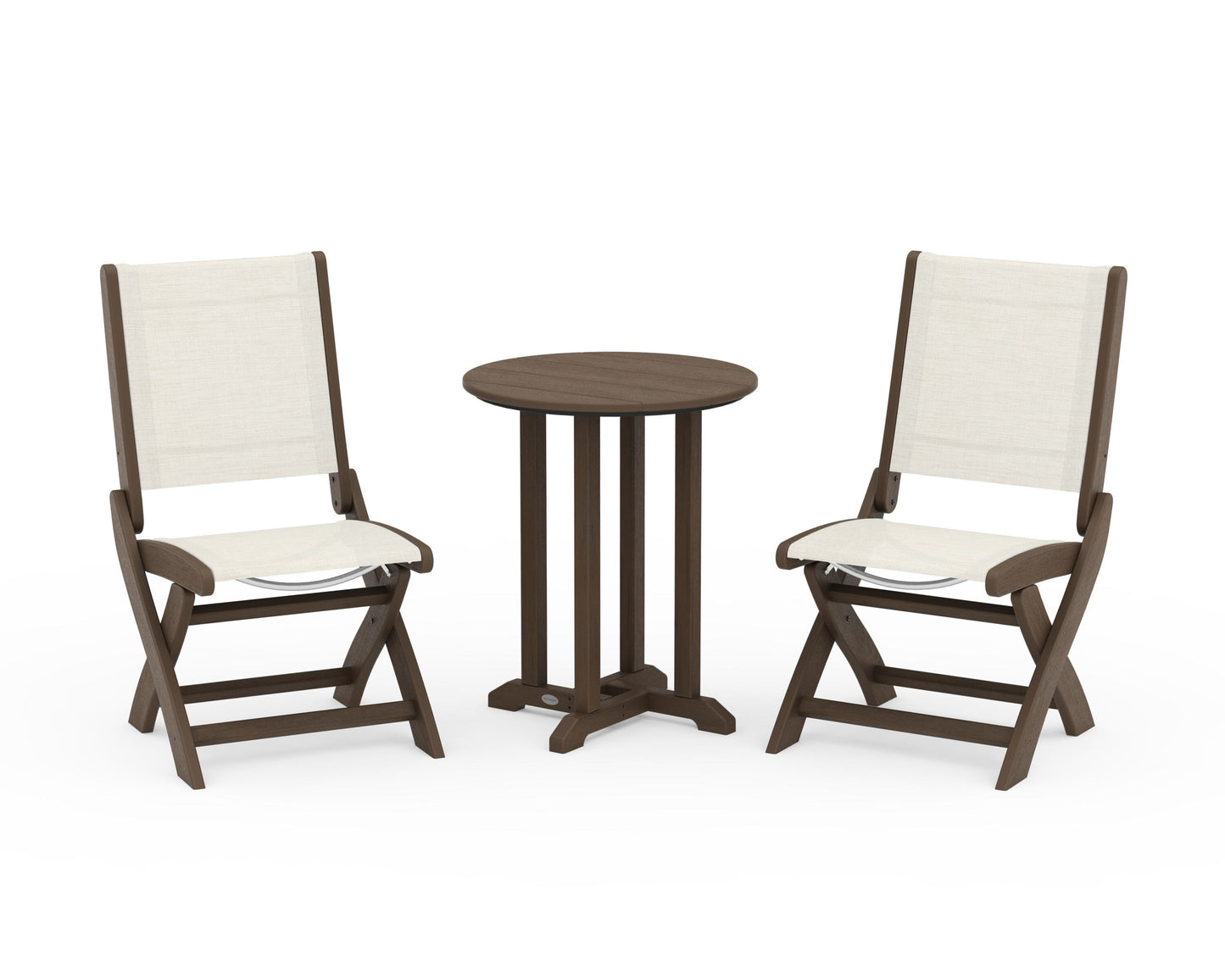 Coastal Folding Side Chair 3-Piece Round Bistro Dining Set