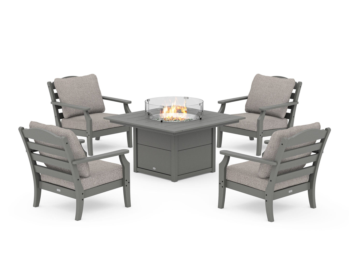 Savannah 5-Piece Deep Seating Set with Fire Pit Table