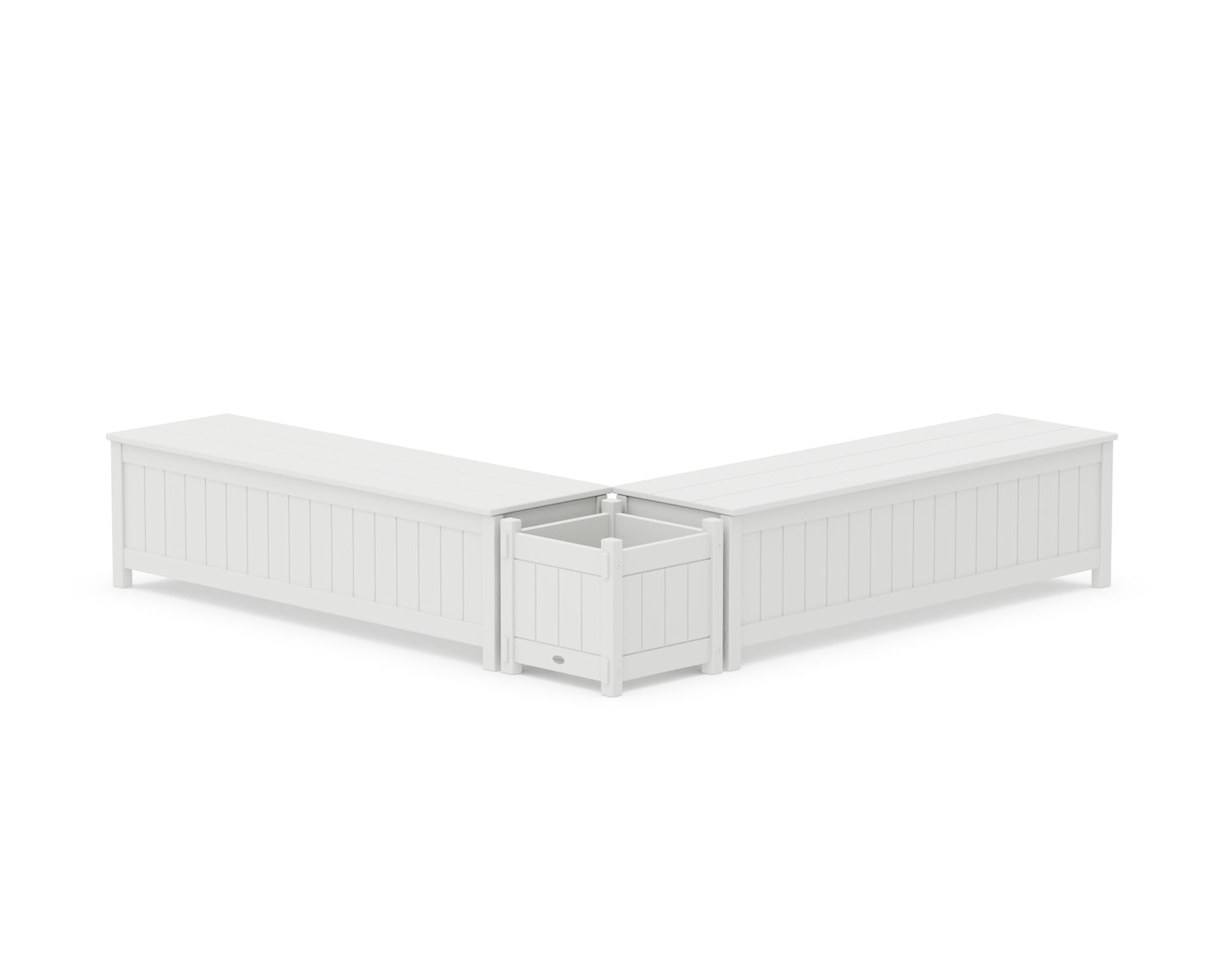 60" Vineyard L- Shaped Planter Storage Bench Set
