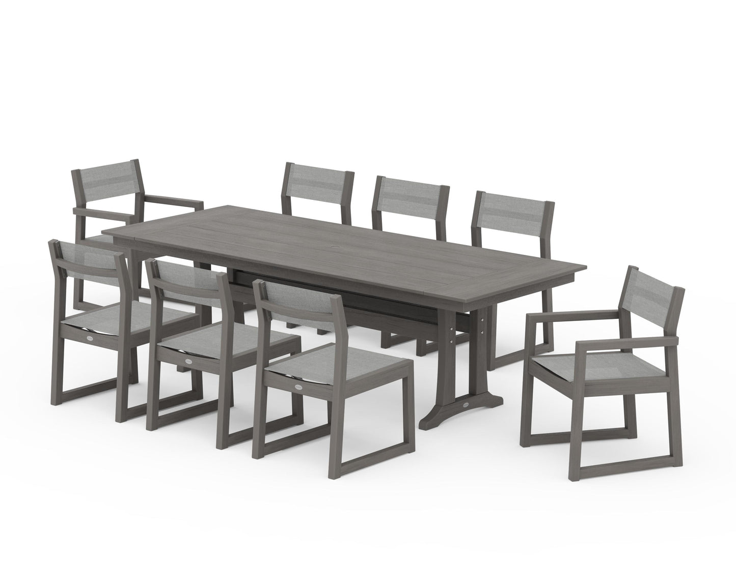 EDGE Sling 9-Piece Farmhouse Trestle Dining Set