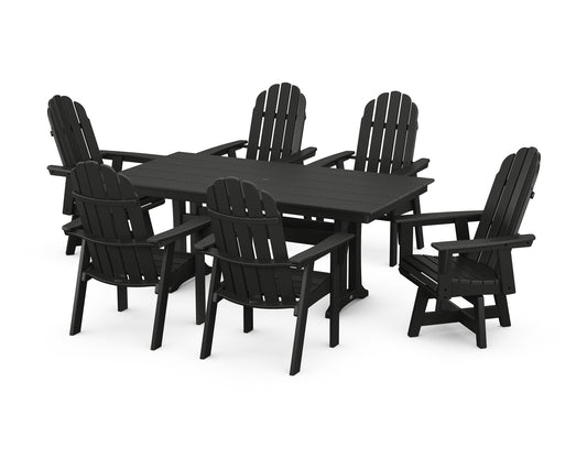 Vineyard Curveback Adirondack Swivel Chair 7-Piece Farmhouse Dining Set with Trestle Legs