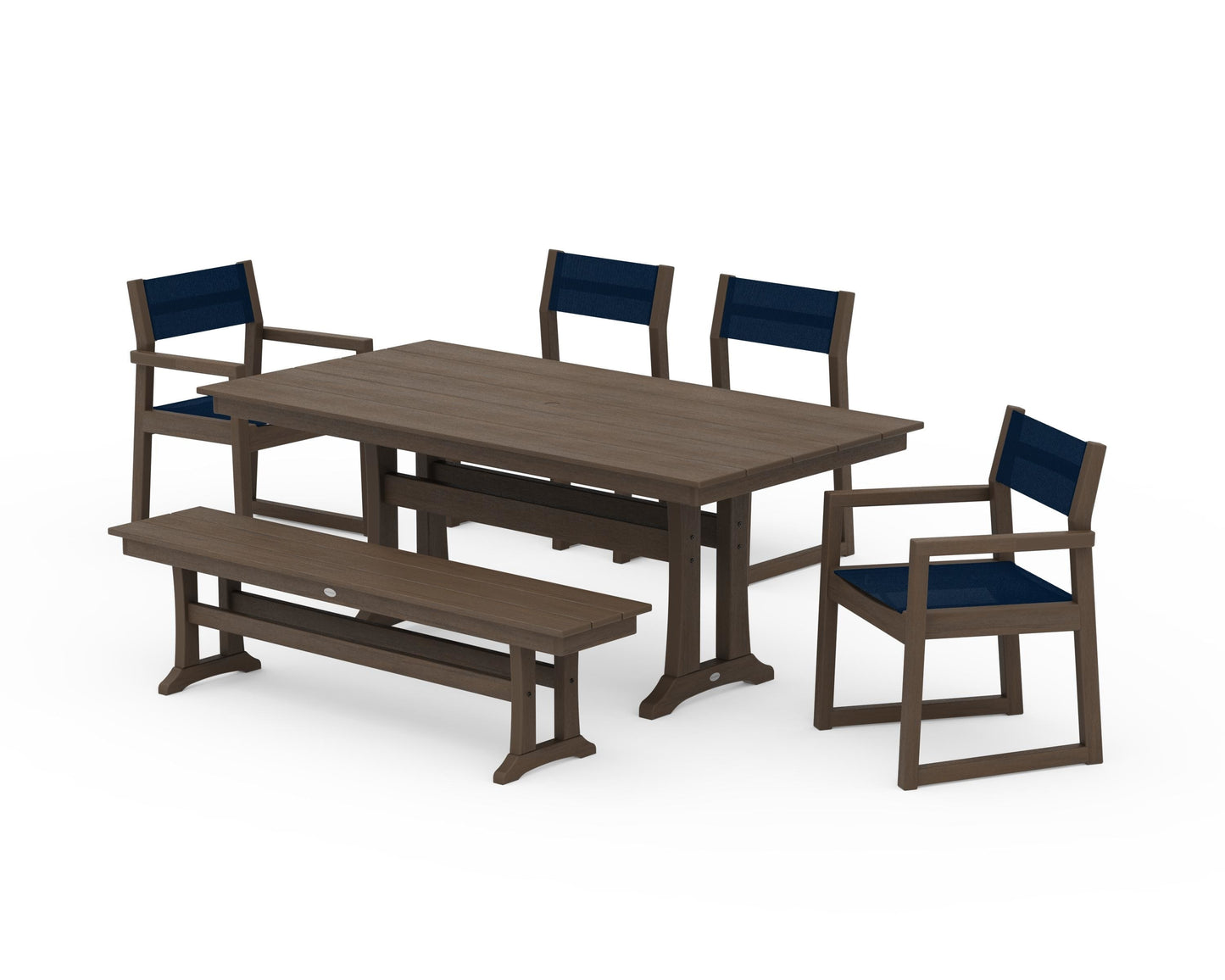 EDGE Sling 6-Piece Farmhouse Dining Set With Trestle Legs