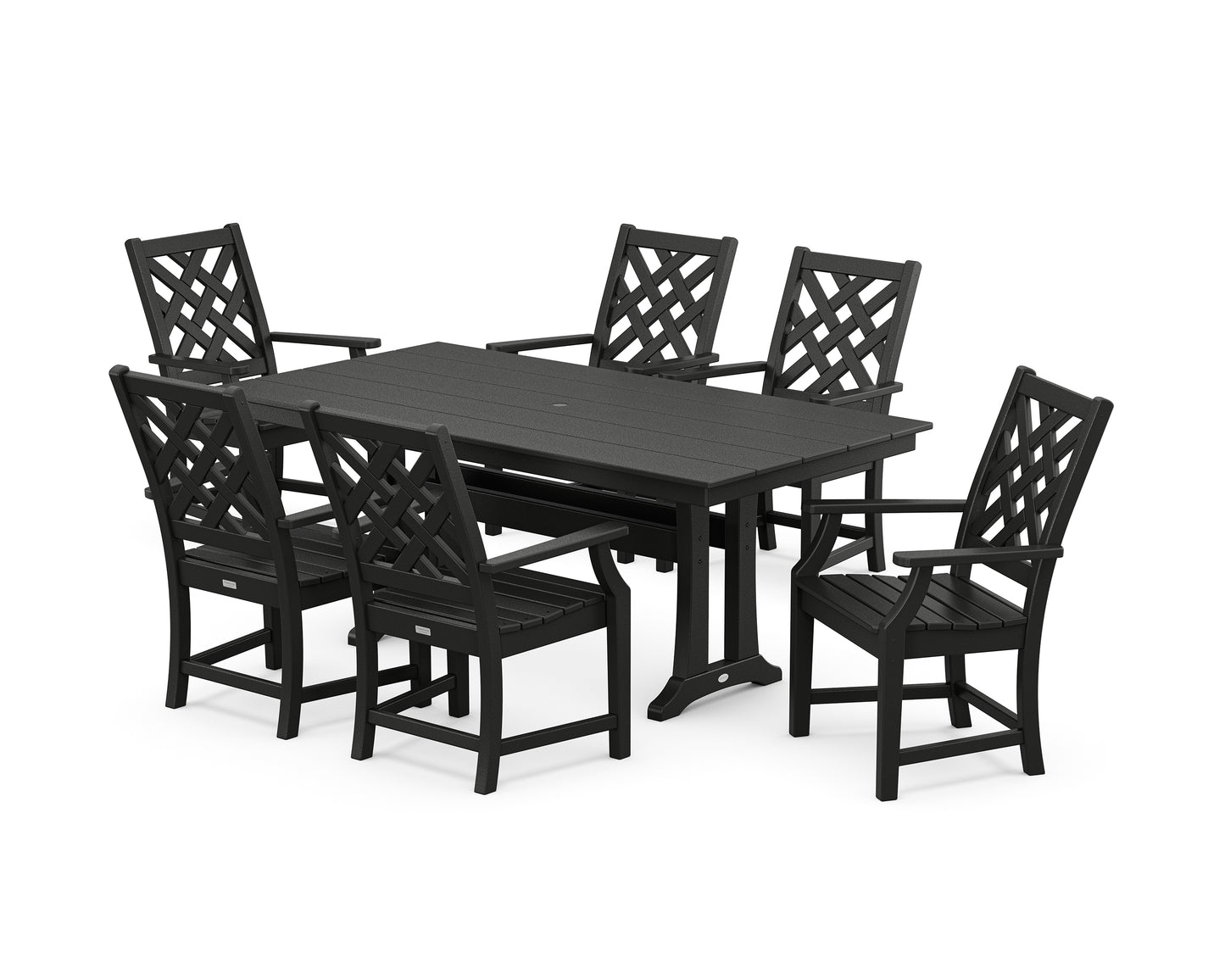 Wovendale Arm Chair 7-Piece Farmhouse Dining Set with Trestle Legs