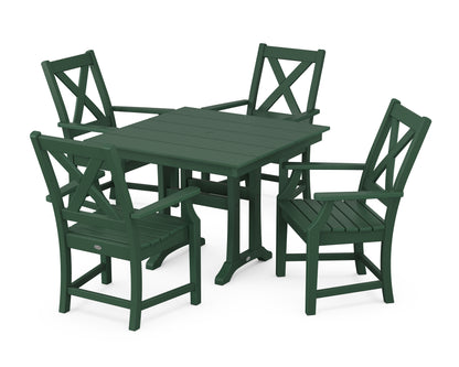 Braxton 5-Piece Farmhouse Dining Set With Trestle Legs