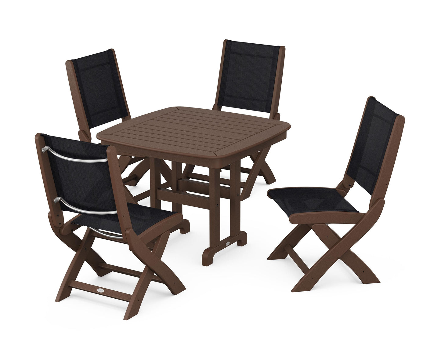 Coastal Folding Side Chair 5-Piece Dining Set