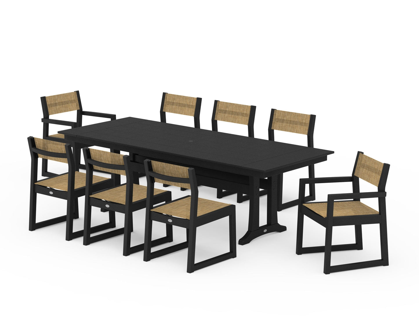 EDGE Sling 9-Piece Farmhouse Trestle Dining Set