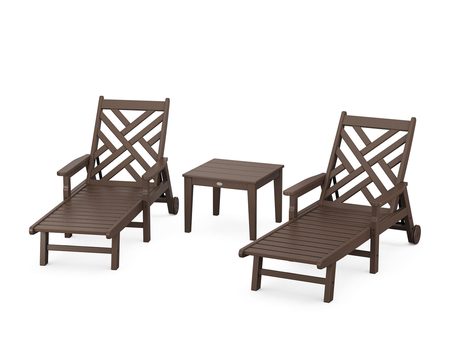 Chippendale 3-Piece Chaise Set with Arms and Wheels