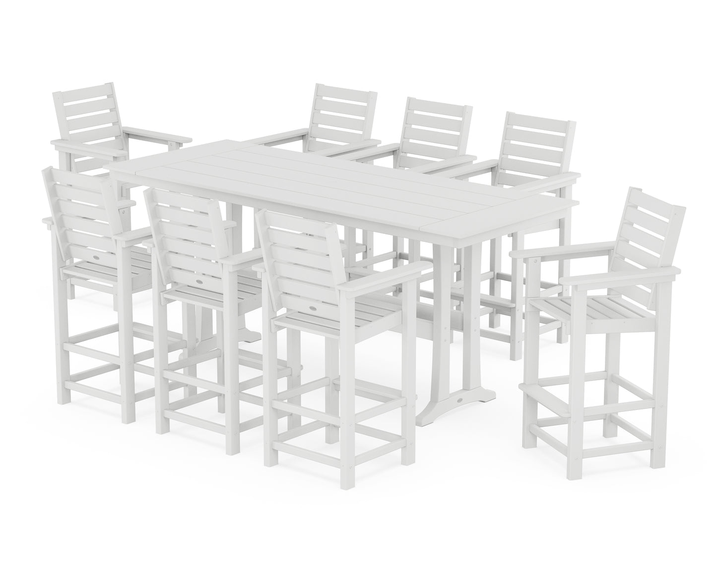 Captain 9-Piece Farmhouse Bar Set with Trestle Legs