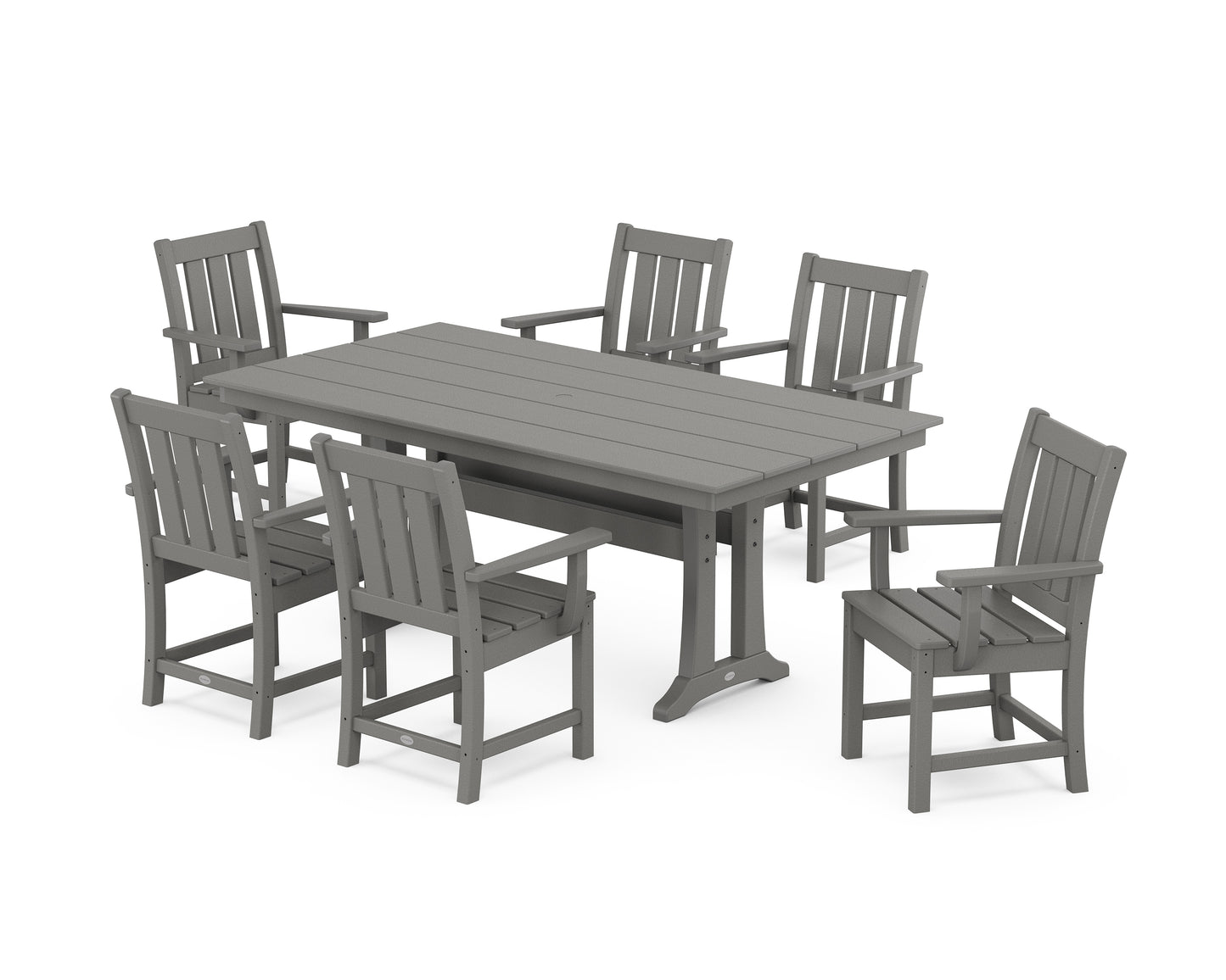 Oxford Arm Chair 7-Piece Farmhouse Dining Set with Trestle Legs