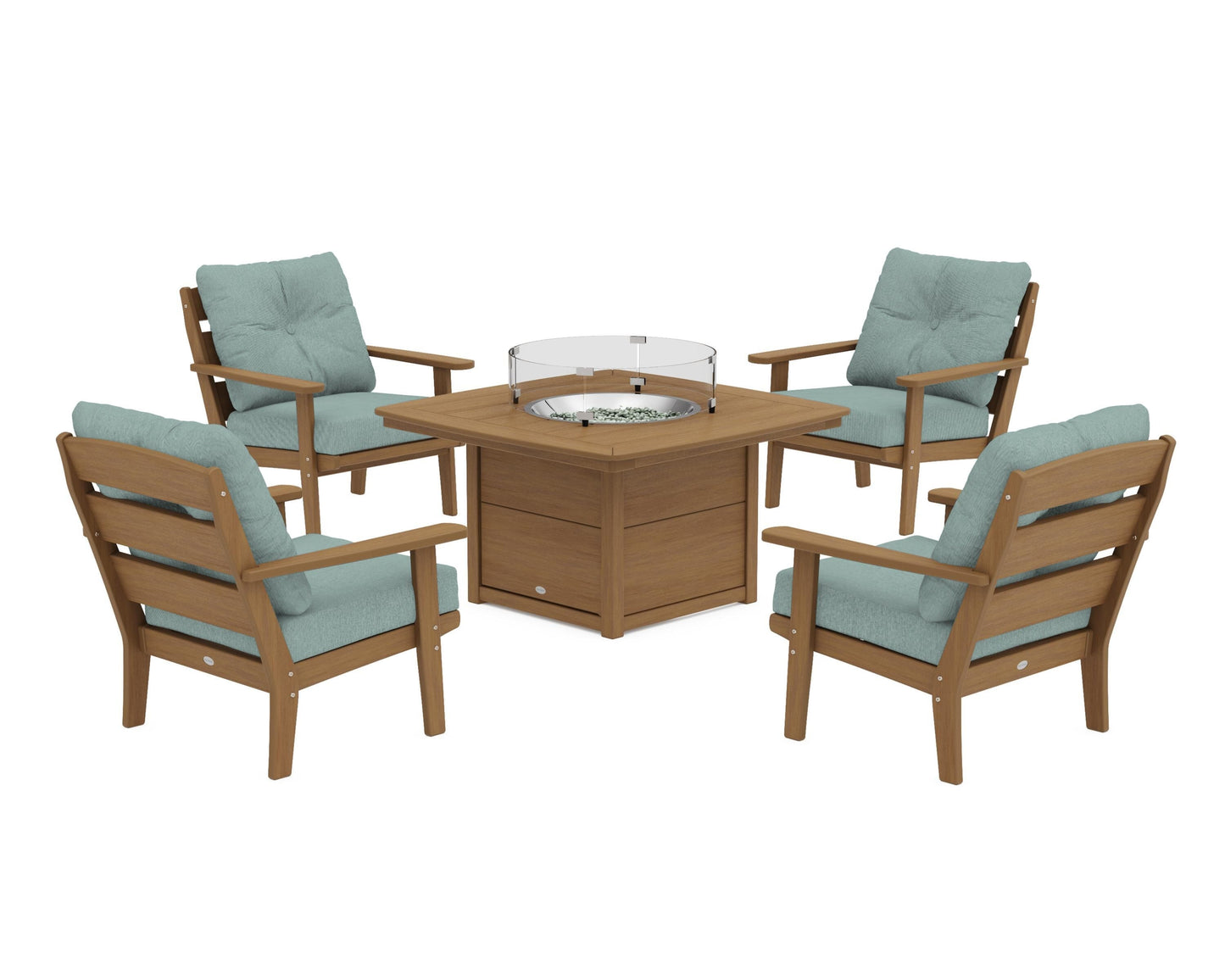 Lakeside 5-Piece Deep Seating Set with Nautical Fire Pit Table