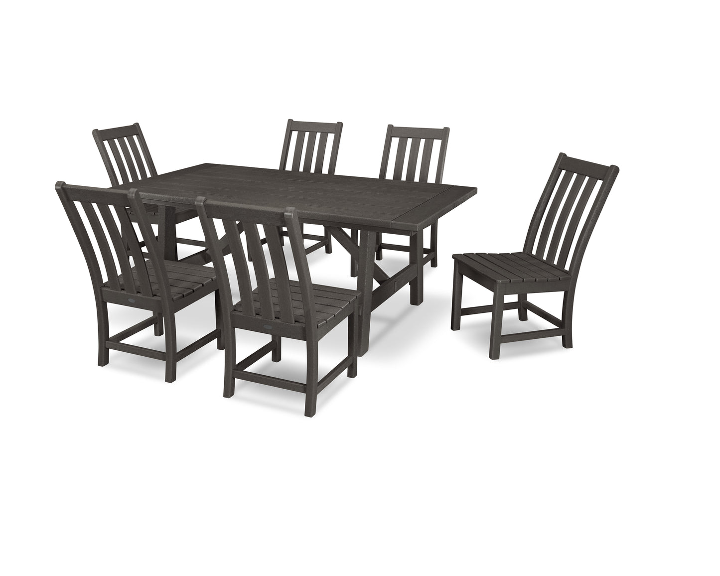 Vineyard 7-Piece Rustic Farmhouse Side Chair Dining Set