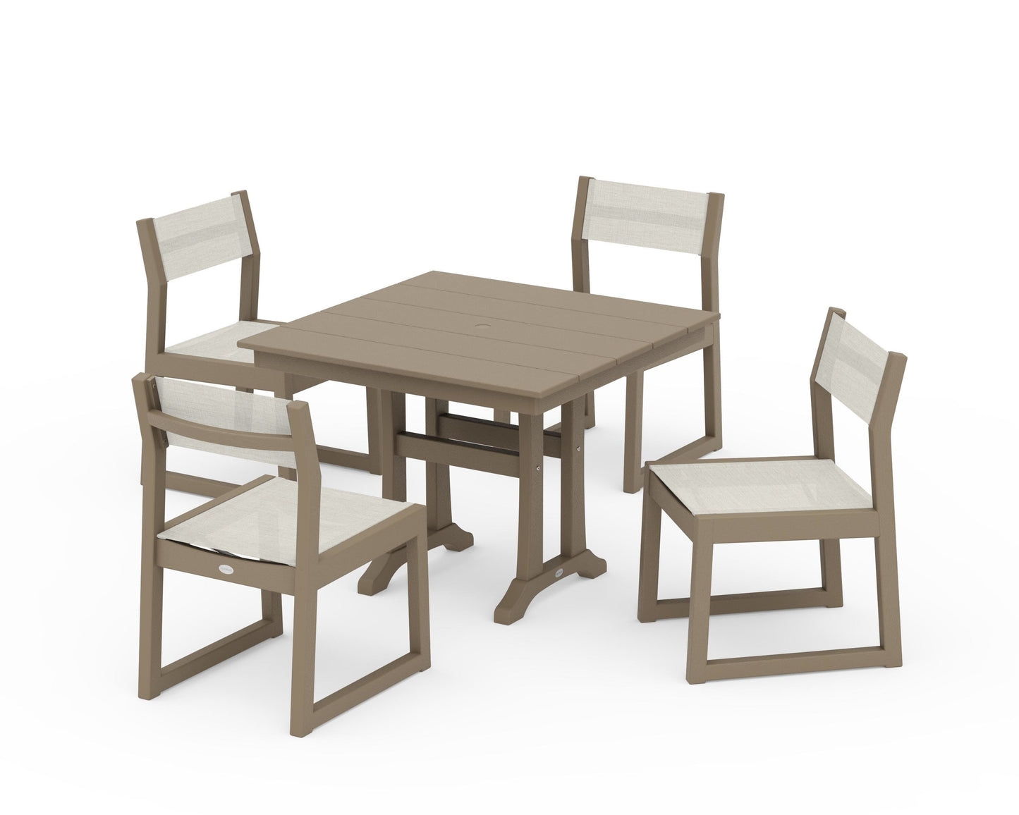 EDGE Sling 5-Piece Farmhouse Trestle Side Chair Dining Set