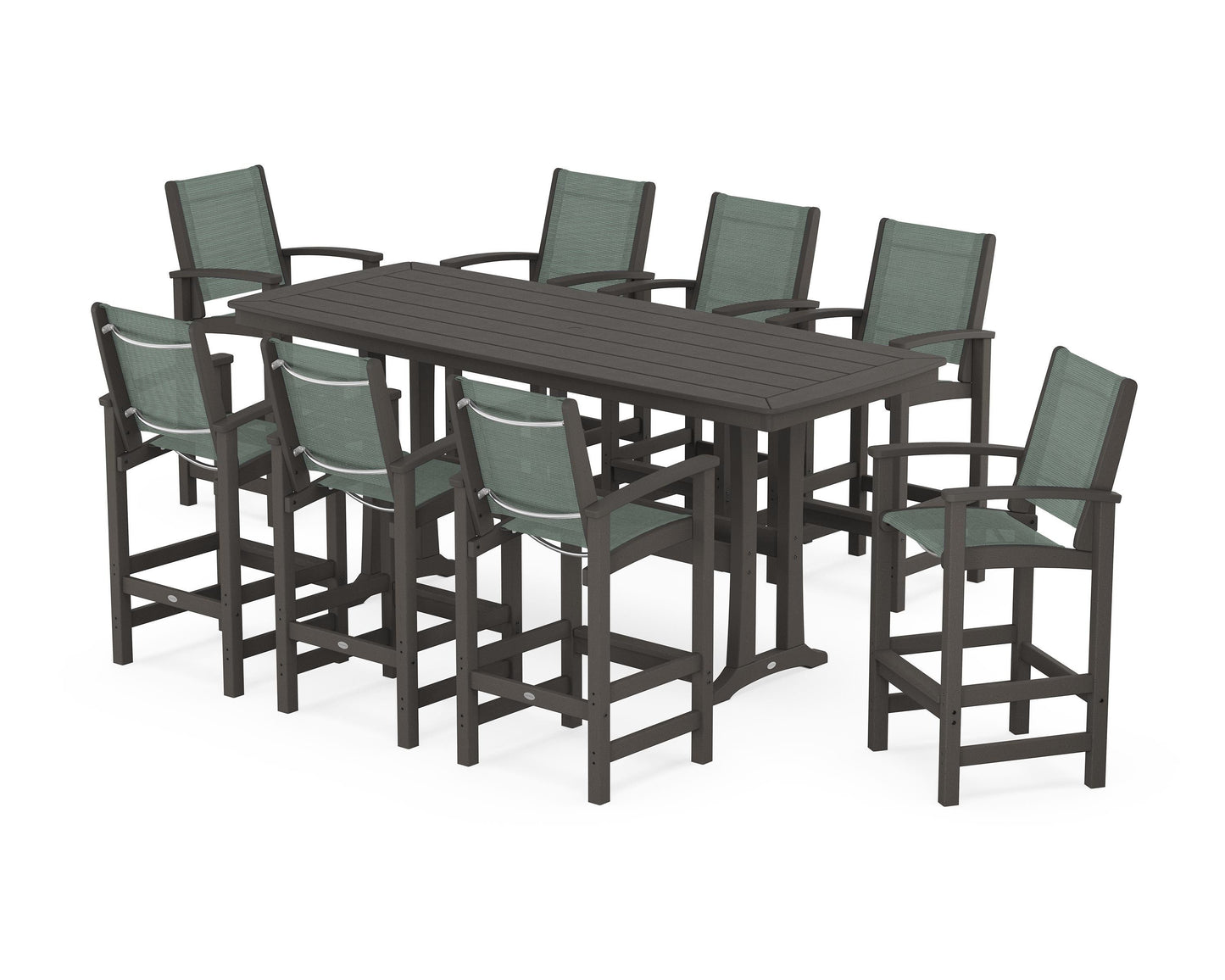 Coastal 9-Piece Bar Set with Trestle Legs