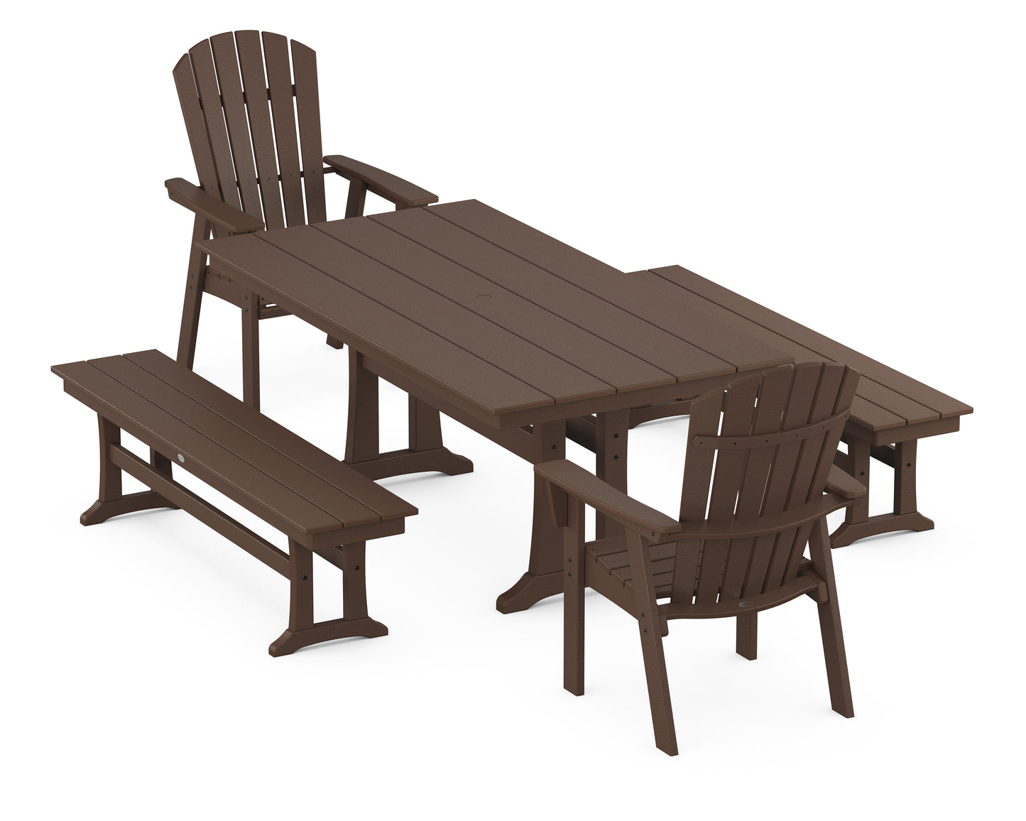 Nautical Adirondack 5-Piece Farmhouse Dining Set With Trestle Legs