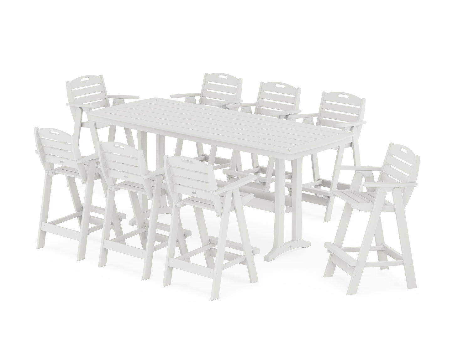 Nautical 9-Piece Bar Set with Trestle Legs