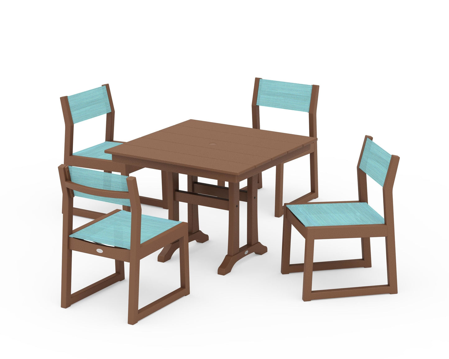 EDGE Sling 5-Piece Farmhouse Trestle Side Chair Dining Set