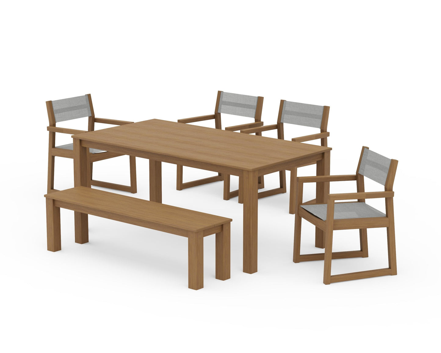 EDGE Sling Arm Chair 6-Piece Parsons Dining Set with Bench