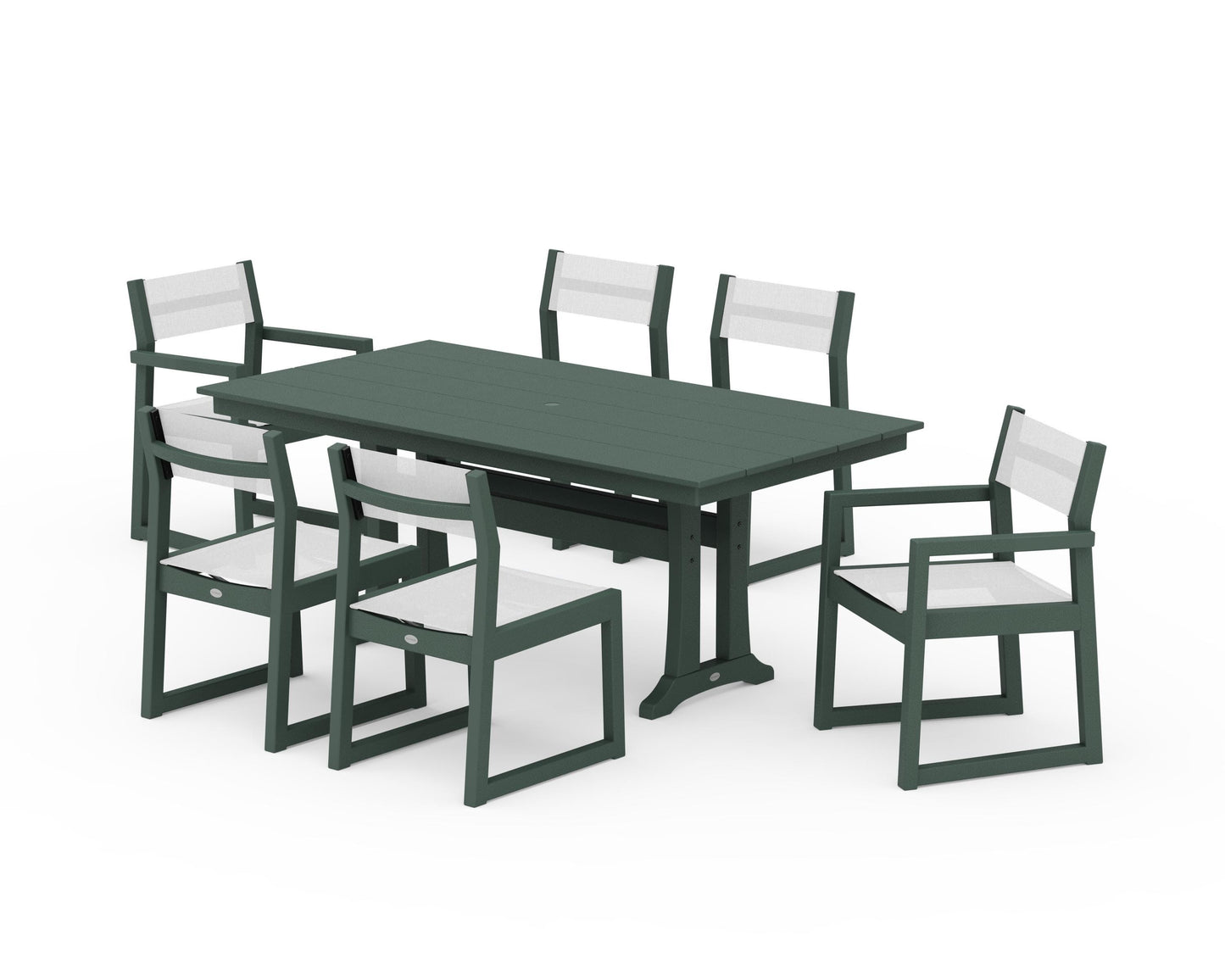 EDGE Sling 7-Piece Farmhouse Trestle Dining Set