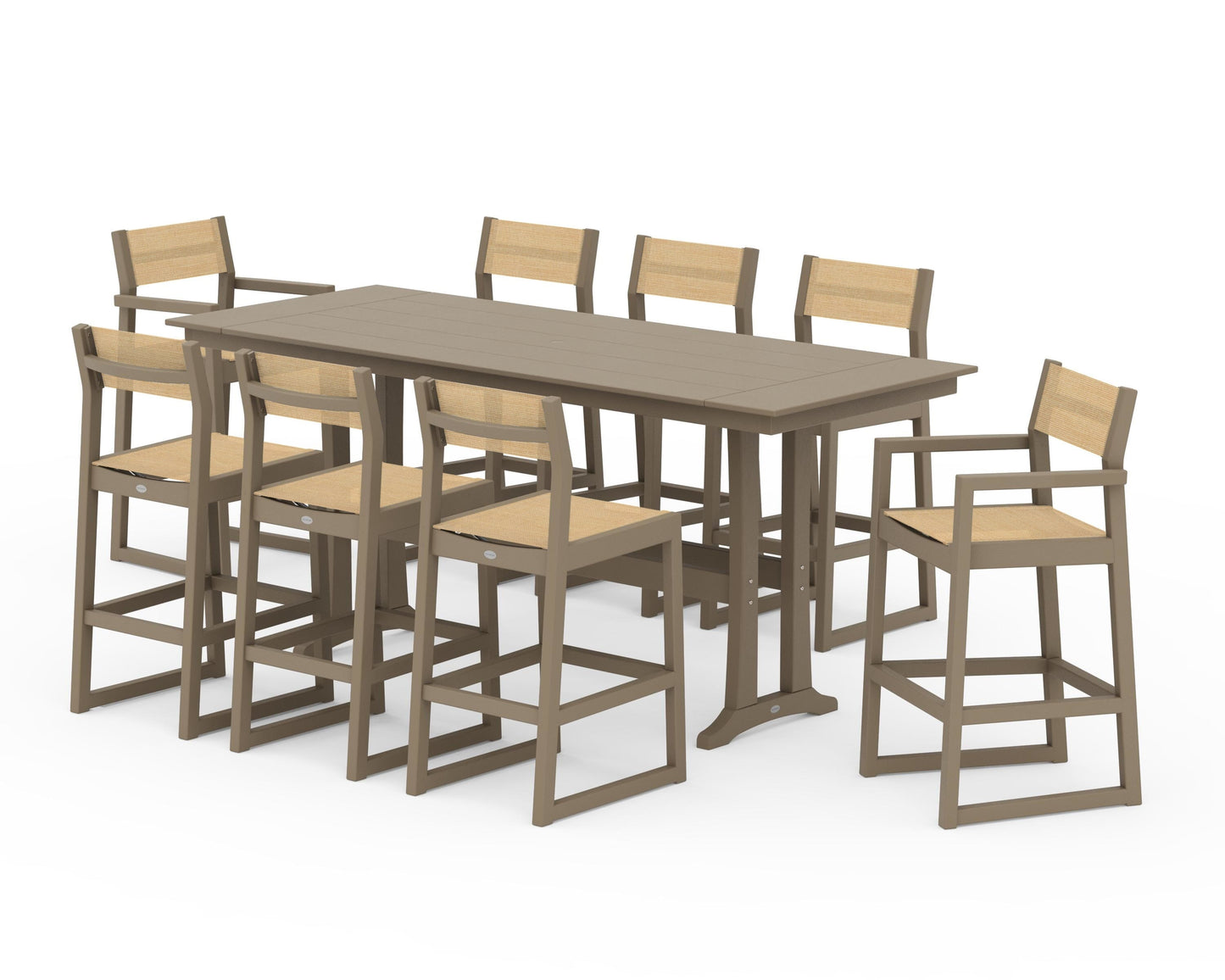 EDGE Sling 9-Piece Farmhouse Bar Set with Trestle Legs