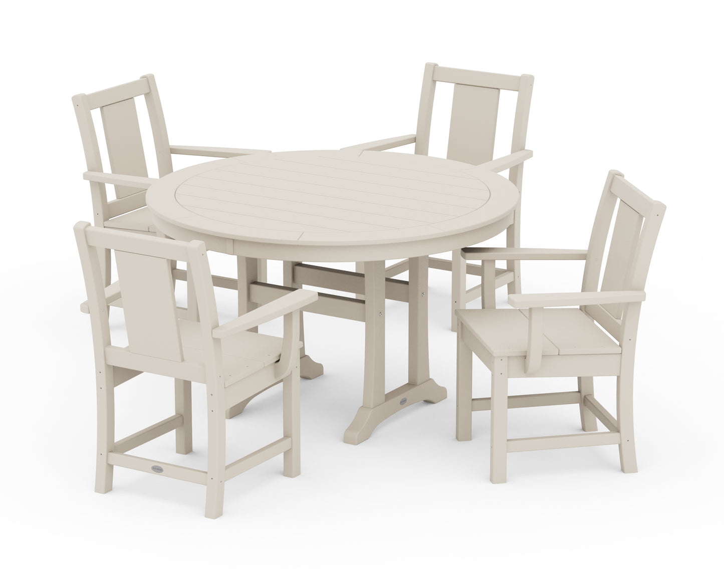 Prairie 5-Piece Round Dining Set with Trestle Legs