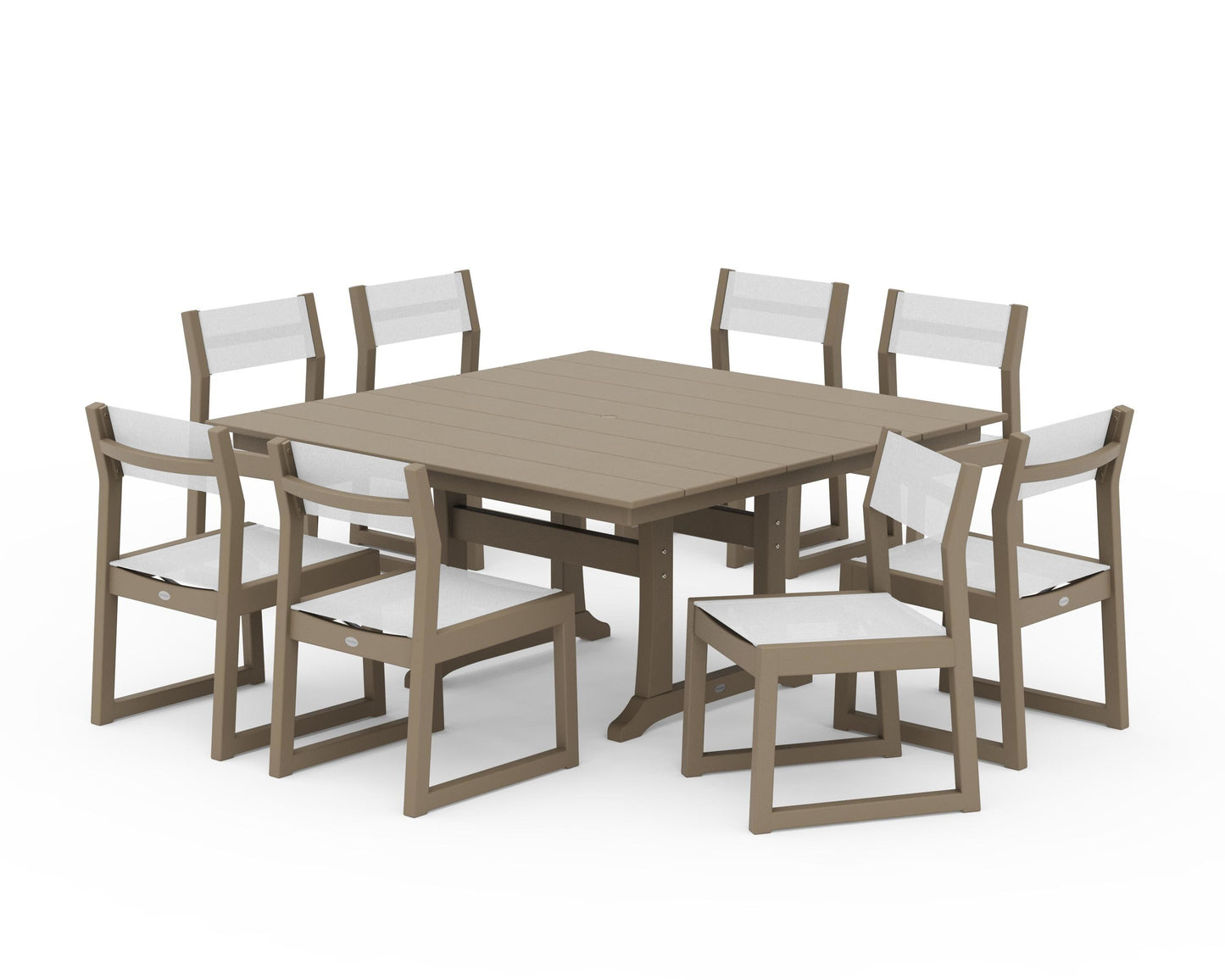 EDGE Sling Side Chair 9-Piece Farmhouse Trestle Dining Set