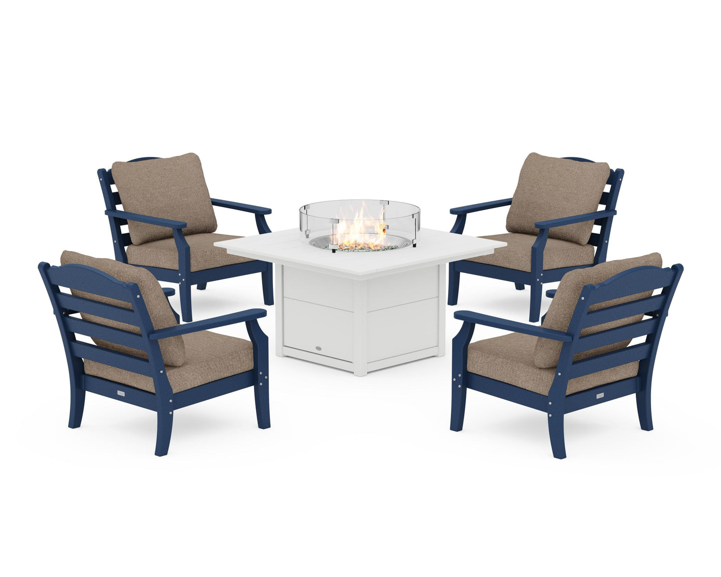 Savannah 5-Piece Deep Seating Set with Fire Pit Table