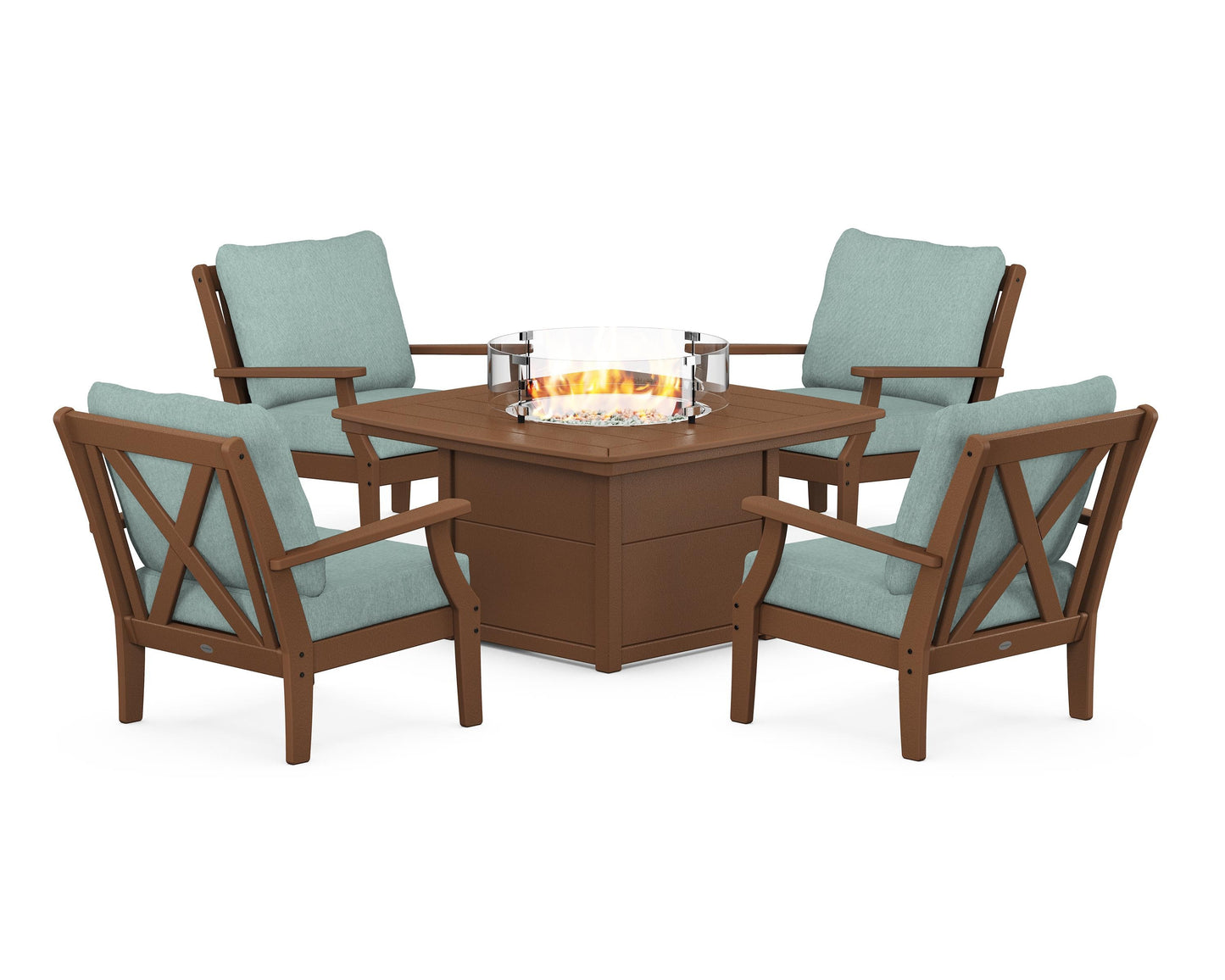Braxton 5-Piece Deep Seating Conversation Set with Fire Pit Table