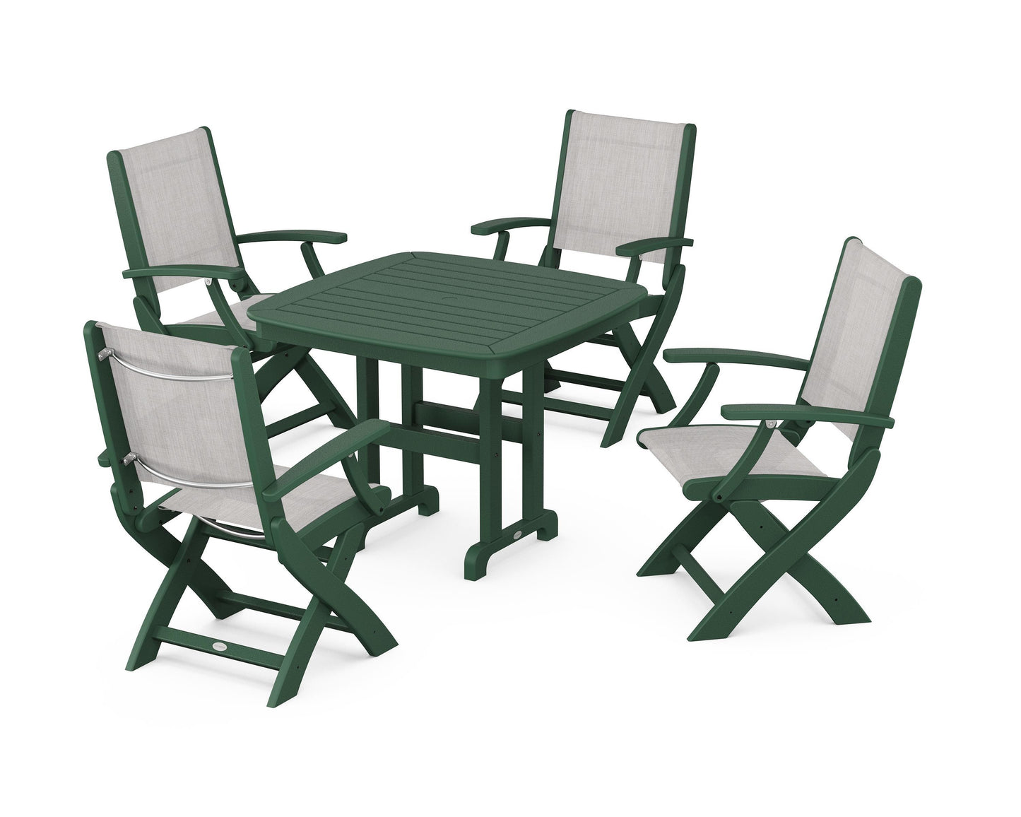 Coastal Folding Chair 5-Piece Dining Set