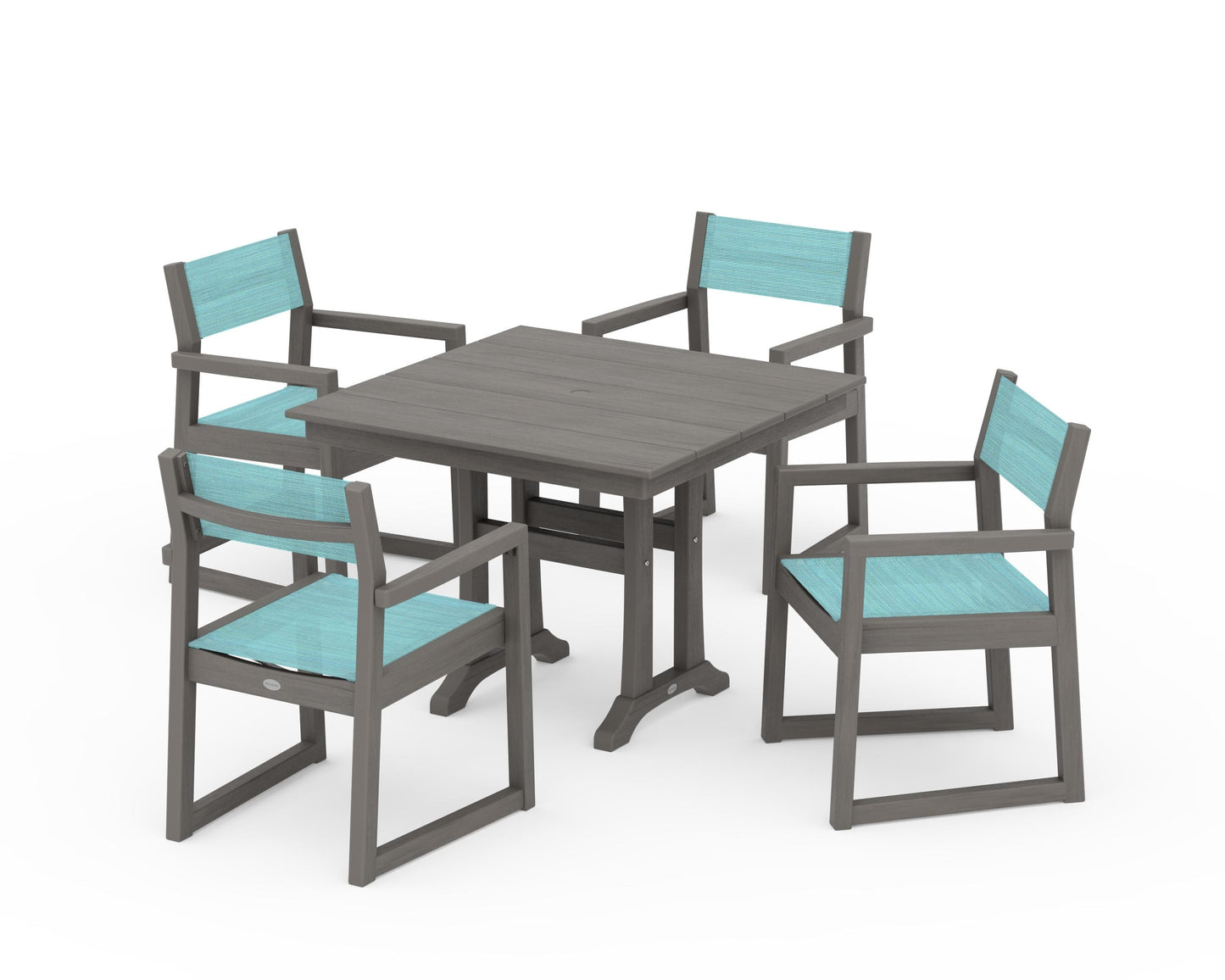 EDGE Sling 5-Piece Farmhouse Dining Set with Trestle Legs