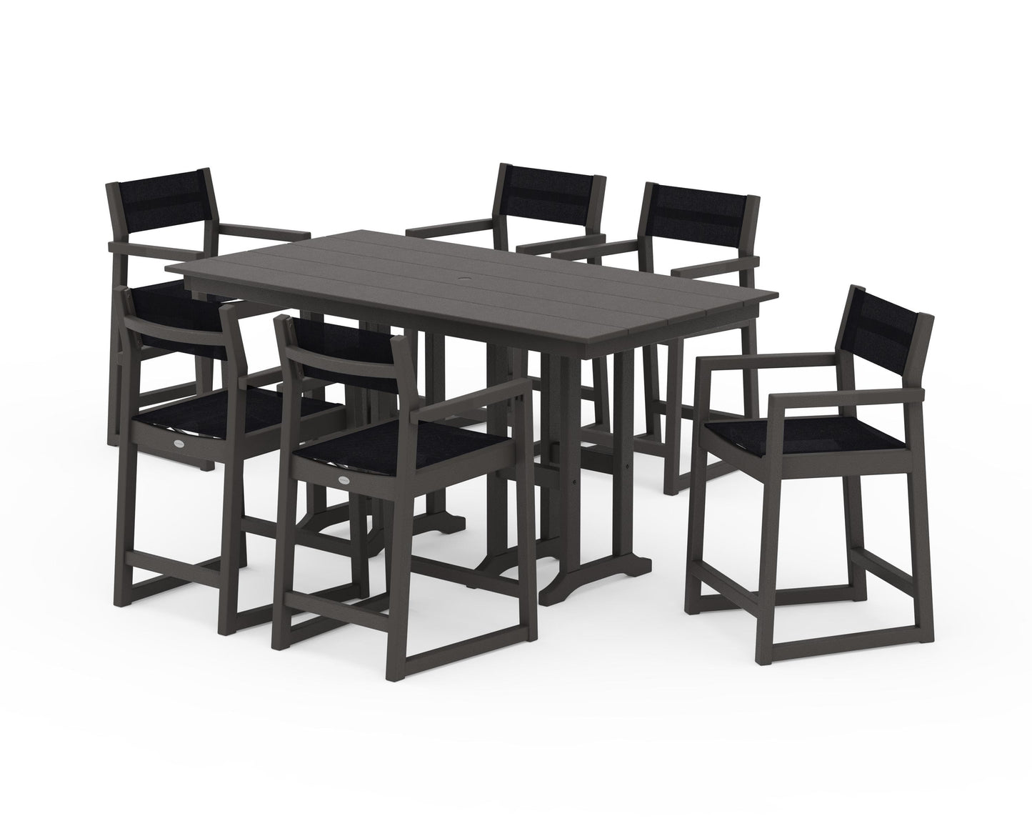 EDGE Sling Arm Chair 7-Piece Farmhouse Counter Set