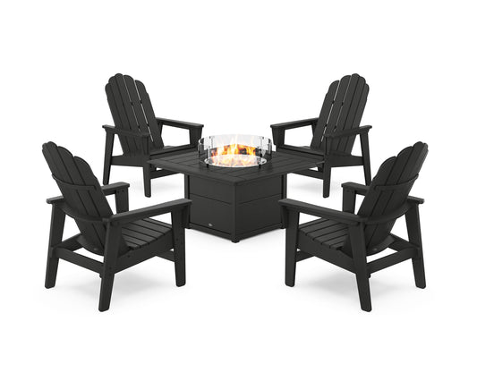 5-Piece Vineyard Grand Upright Adirondack Conversation Set with Fire Pit Table