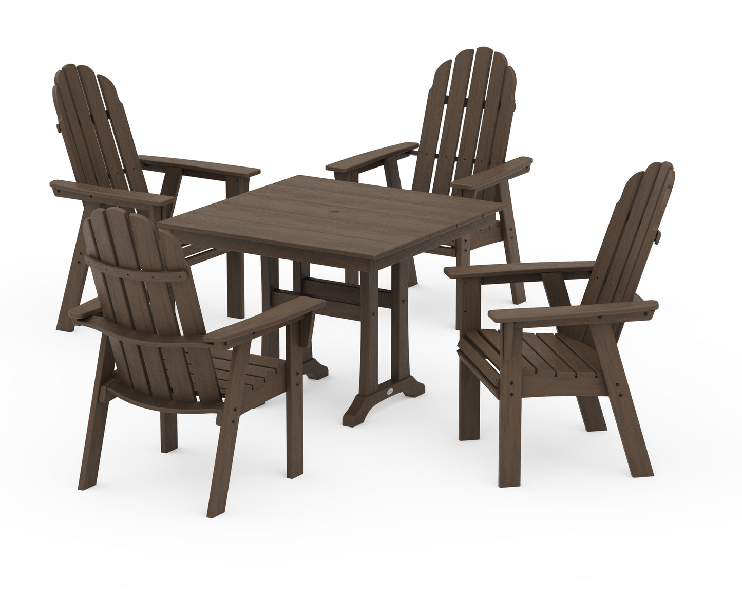 Vineyard Adirondack 5-Piece Farmhouse Dining Set With Trestle Legs
