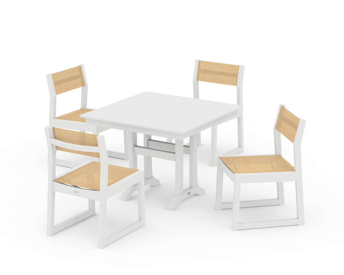 EDGE Sling 5-Piece Farmhouse Trestle Side Chair Dining Set