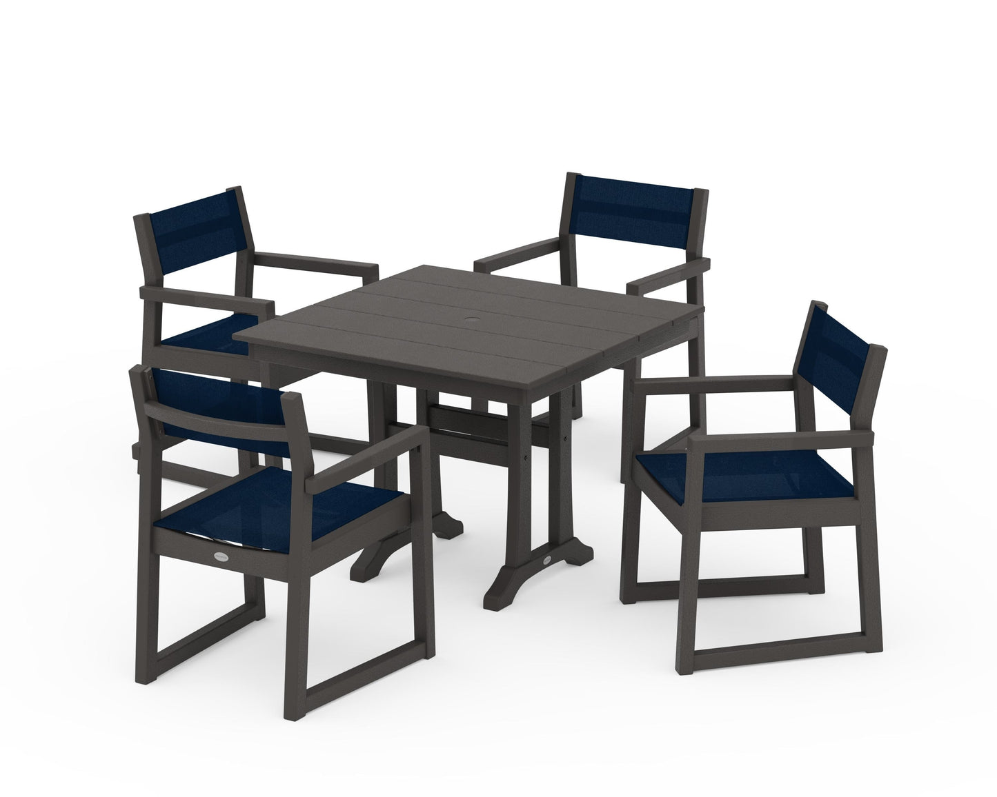EDGE Sling 5-Piece Farmhouse Dining Set with Trestle Legs