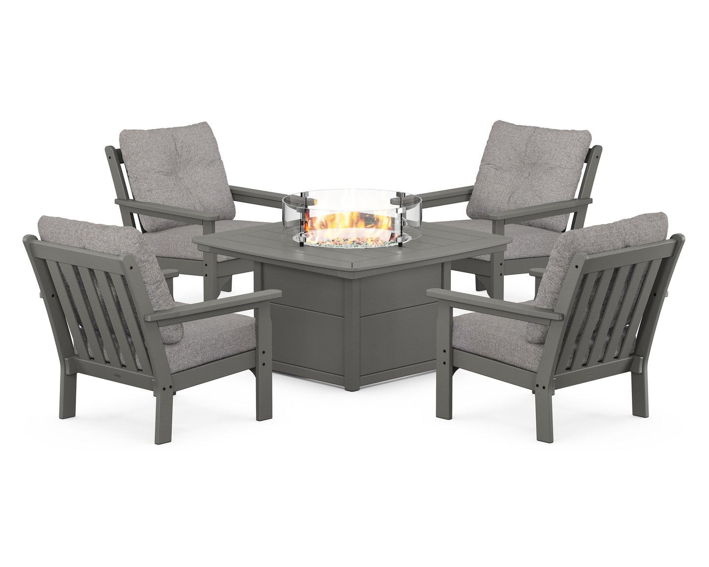 Vineyard 5-Piece Conversation Set with Fire Pit Table