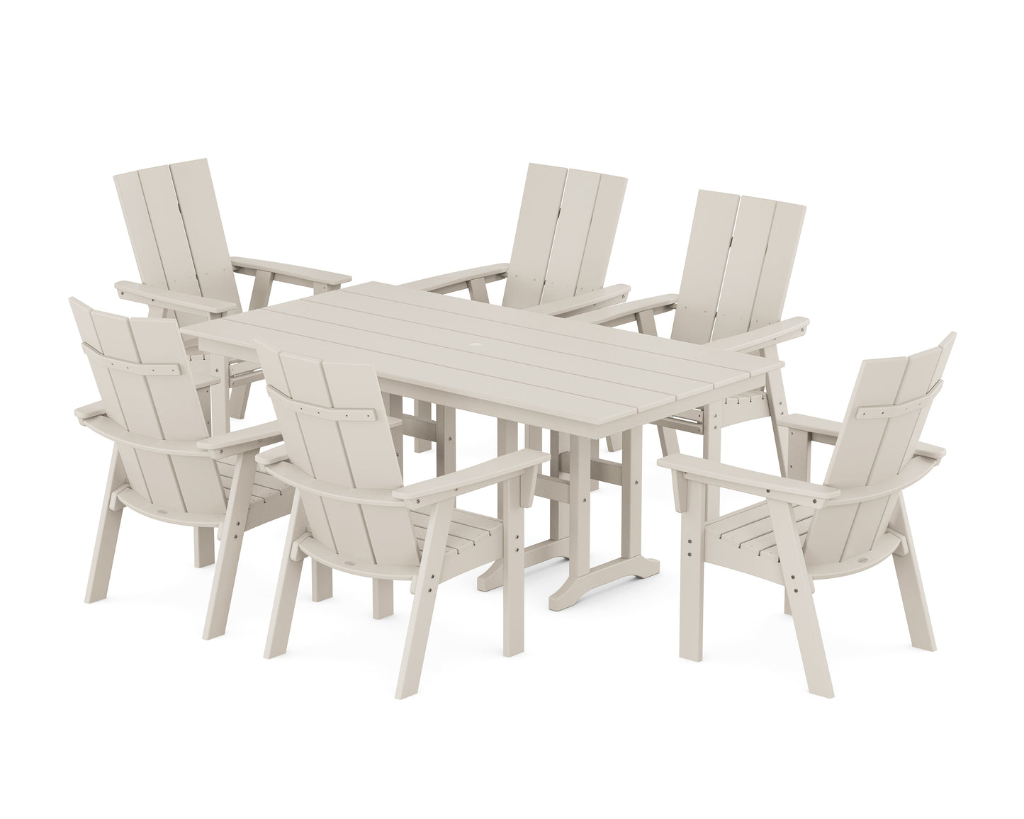 Modern Curveback Adirondack 7-Piece Farmhouse Dining Set
