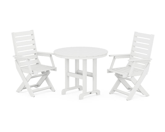 Captain Folding Chair 3-Piece Round Dining Set