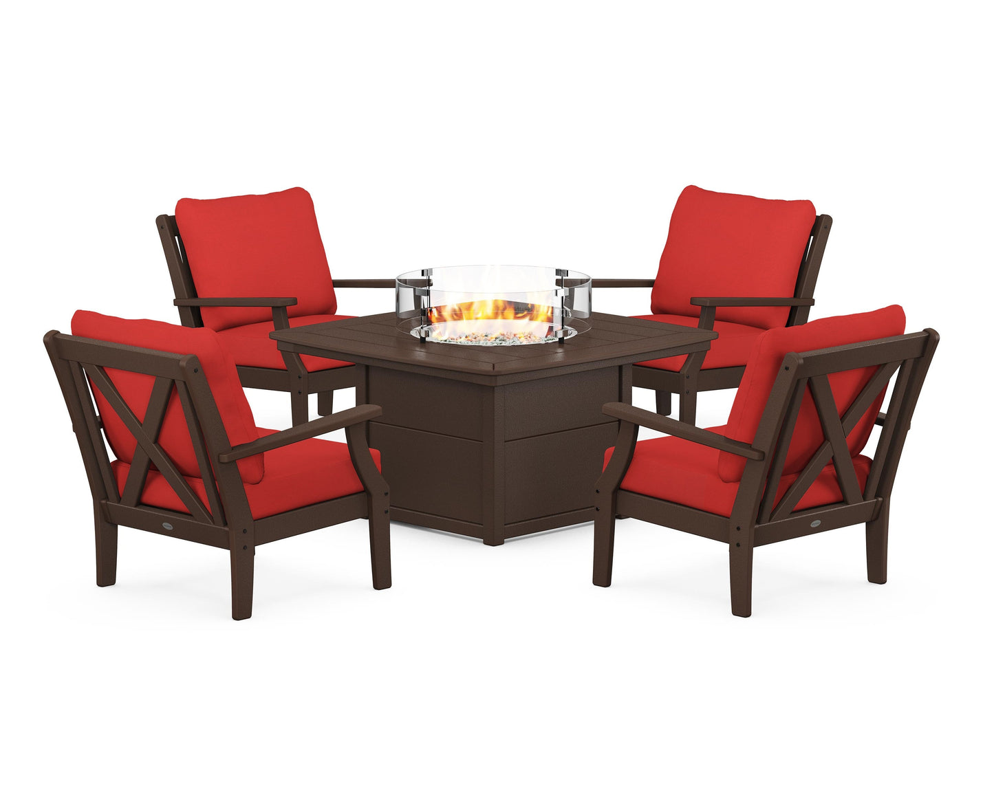 Braxton 5-Piece Deep Seating Conversation Set with Fire Pit Table
