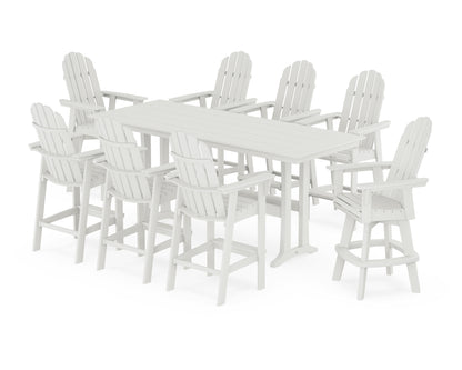Vineyard Curveback Adirondack Swivel 9-Piece Farmhouse Bar Set with Trestle Legs