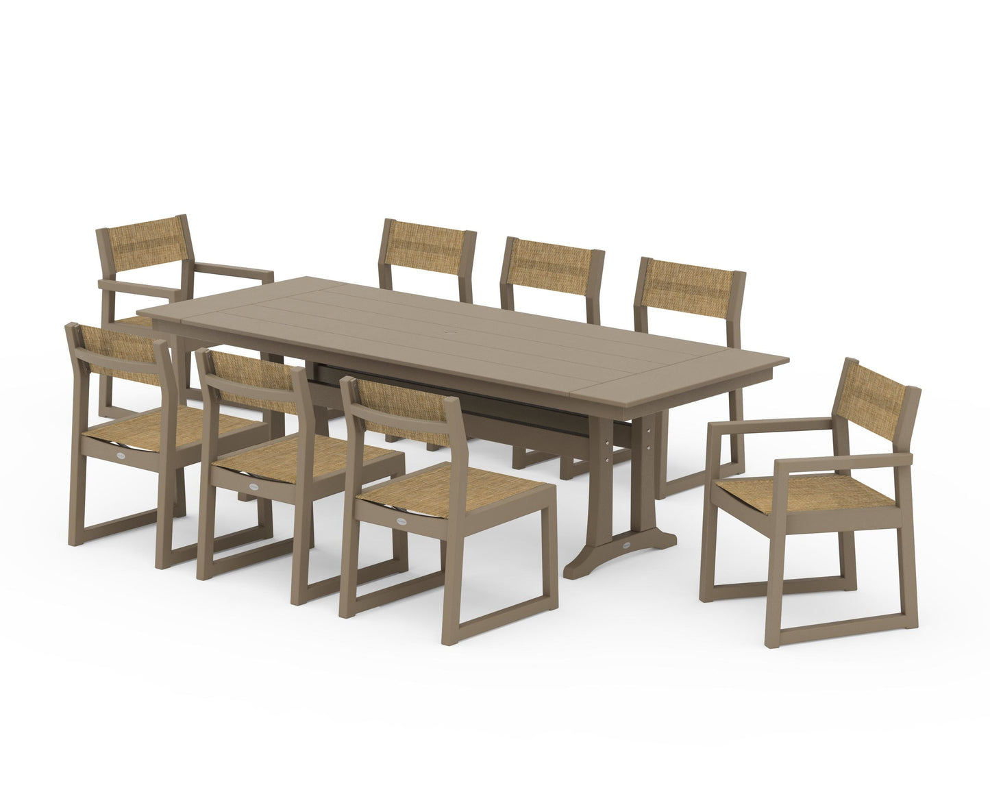 EDGE Sling 9-Piece Farmhouse Trestle Dining Set