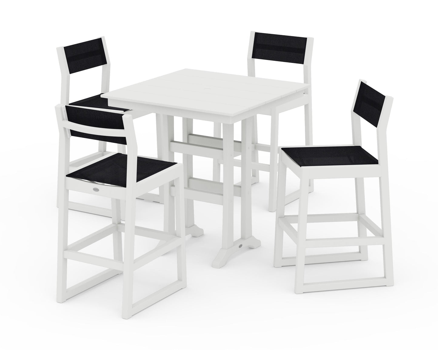 EDGE Sling Arm Chair 5-Piece Farmhouse Bar Set with Trestle Legs