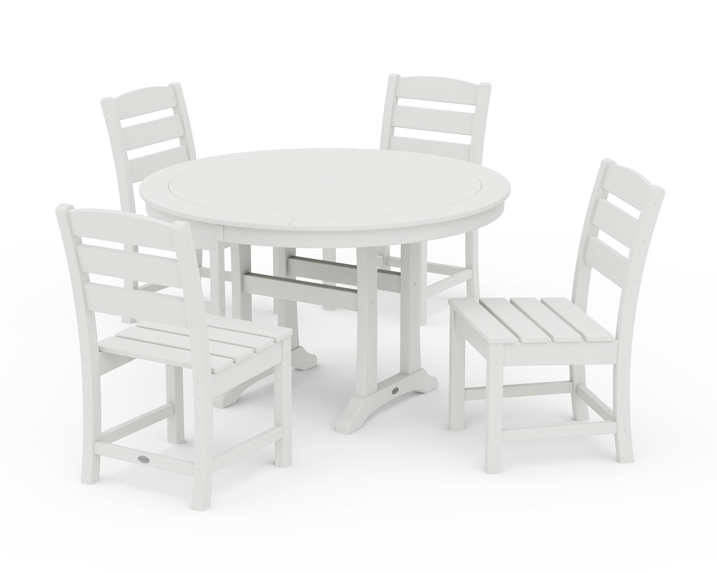 Lakeside Side Chair 5-Piece Round Dining Set With Trestle Legs