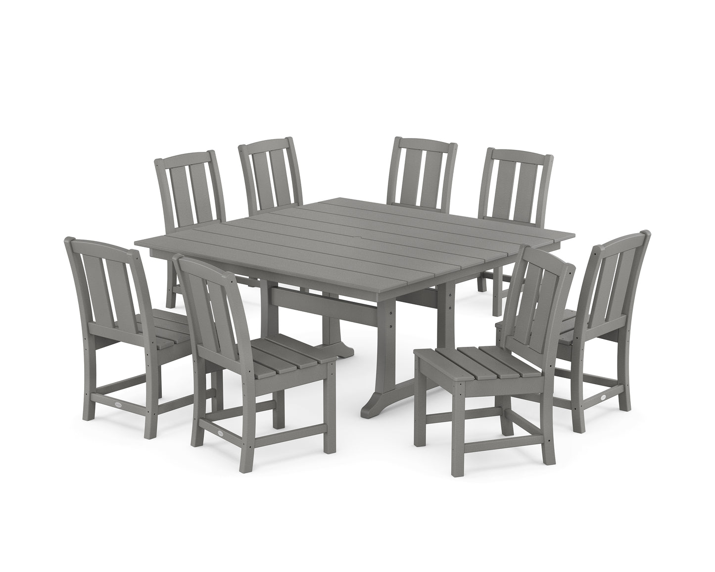 Mission Side Chair 9-Piece Square Farmhouse Dining Set with Trestle Legs