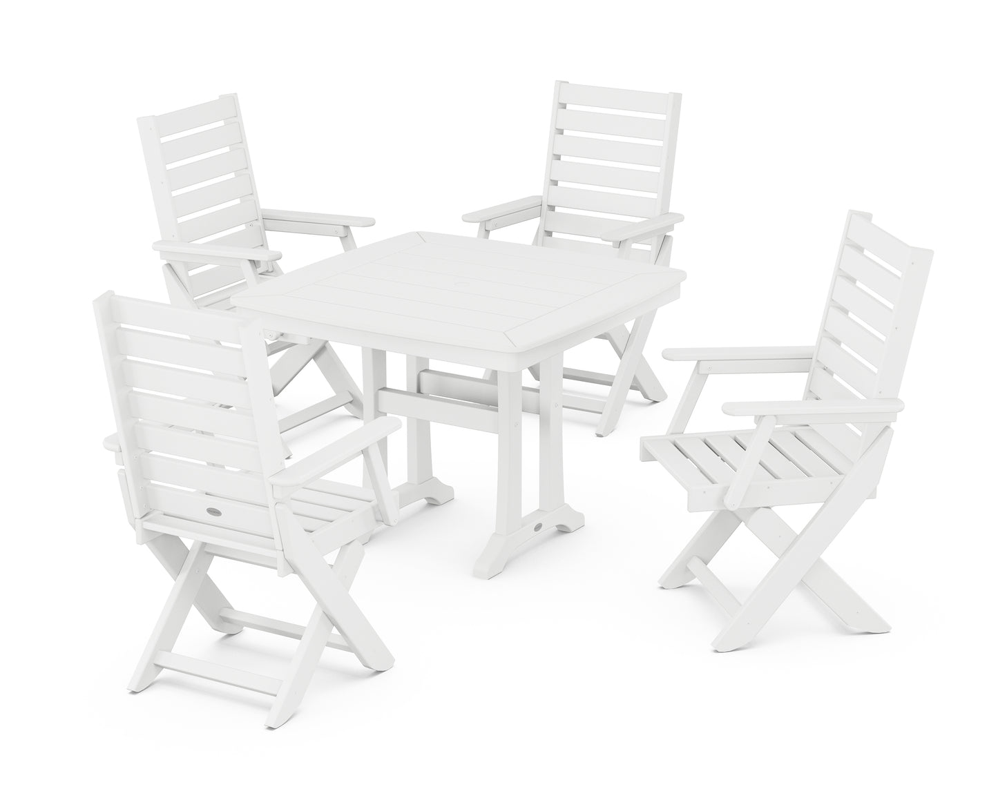 Captain Folding Chair 5-Piece Dining Set with Trestle Legs